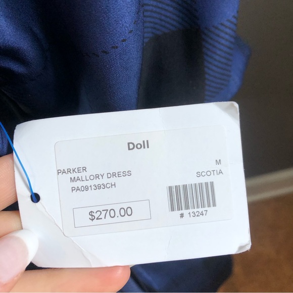 NWT Parker Black & Blue Silk Plaid Mallory Dress - Picture 7 of 15